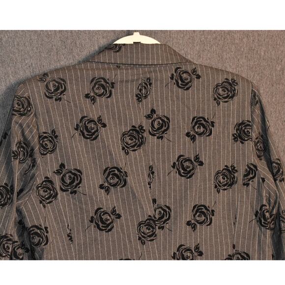 Calvin Klein Long Blazer Women's 12 Black Rose Silhouette Pattern Noir Floral - Picture 6 of 12